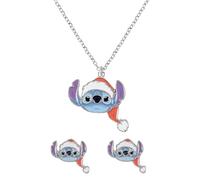 Disney Stitch Ensemble collier et boucles d'oreilles à tige pour enfant Motif Noël, taille unique, Costume, Pas de gemme
