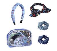 Disney Stitch Ensemble de Beauté pour Filles, Accessoires pour Cheveux Filles, Comprend un Bandeau, Bandana, Bandes élastiques, Trousse de Toilette, Cadeau pour Filles