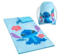 Disney Stitch Ensemble de Couchage 2 pièces avec Sac à bandoulière et Sac de Couchage avec Fermeture éclair Tout Autour, 137,2 x 76,2 cm