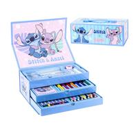 Disney Stitch Ensemble De Papeterie, Comprenant des Crayons De Couleur, des Feutres, des Aquarelles, Un Pinceau, Une Éponge, Un Crayon, Un Taille-Crayon, Une Gomme, Un Carnet Et Une Trousse