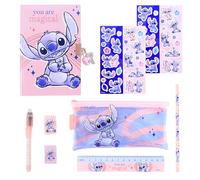Disney Stitch Ensemble de Papeterie, Comprenant Un Cadenas pour Journal Intime avec Clés, Stylos, Autocollants, Gomme, Taille-Crayon, Règle, Ensemble de Papeterie Cadeau Filles