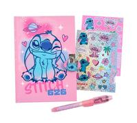 Disney Stitch Ensemble de Papeterie pour Filles, Comprenant Un Cahier, Autocollants, Stylo, Cadenas et des Clés, Cadeau pour Enfants