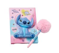 Disney Stitch Ensemble de Papeterie pour Filles, Comprenant Un Carnet 3D et Un Stylo à Pompon, Cadeau pour Enfants