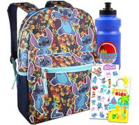 Disney Stitch Ensemble de sac à dos Lilo et Stitch de 40,6 cm, bouteille d'eau, autocollants, plus | Sac d'école Stitch pour enfants, multicolore, Lilo & Stitch Kids Backpack, Sac à dos Stitch Disney