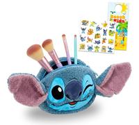 Disney Stitch Ensemble de trousses de maquillage - Ensemble avec trousse de maquillage en peluche pour maquillage, articles de toilette format voyage, plus d'autocollants | Trousse de voyage Lilo et