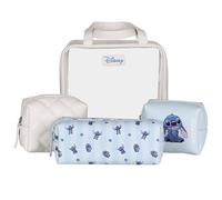 Disney Stitch Ensemble de Trousses de Toilette de Voyage Bleu-Beige avec Fermeture à glissière, 4 pièces, différentes Tailles (Stitch)