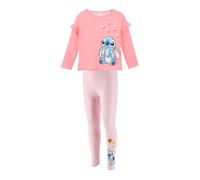 Disney Stitch Ensemble pour Fille, 2 Pièces T-Shirt Manches Longues et Leggings pour Enfants, Tailles 3 à 8 Ans (FR/ES, Âge, 6 Ans, Taille Normale, Rose)