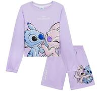 Disney Stitch Ensemble Survêtement Fille et Ado 2 Pièces Sweatshirt à Col Rond et Short Fille avec Poches Loungewear Set Confortable (Lilac, 13-14 Ans)