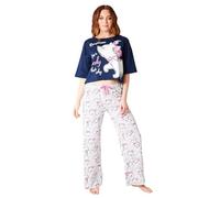 Disney Stitch Ensembles de Pyjama Femme, Confortable Vêtements de Nuit Femme & Ado - Cadeau Femme (Bleu/Gris Marie, L)