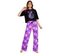 Disney Stitch Ensembles de Pyjama Femme, Confortable Vêtements de Nuit Femme & Ado - Cadeau Femme (Noir/Violet Maleficent, L)