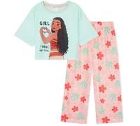 Disney Stitch Ensembles de Pyjama Fille, Vêtements pour Enfants - Cadeau Enfant et Ado (Bleu/Pêche Moana, 9-10 Ans)