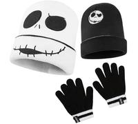 Disney Stitch Ensembles Fille d’Accessoires d'Hiver 1, 2 ou 3 Pièces - Bonnet Enfant, Écharpe, Gants Hiver - Cadeau Fille (Black Jack 2 Pièces Réversible)