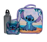 Disney Stitch - Fiambrera para niños y niñas, botella de agua de acero inoxidable con mosquetón y paquete de hielo, bolsa de almuerzo aislada e impermeable con cierre, 4 piezas(B23LS57021-AZ)