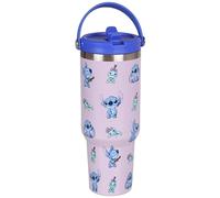 Disney Stitch Grand mug thermique avec couvercle et embout, acier inoxydable, mug de voyage avec anse 1,18l (C)