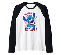 Disney Stitch Happy Birthday USA Independence Day 250 Years Manche Raglan