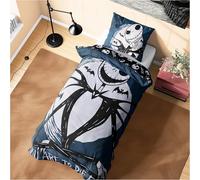 Disney Stitch Housse de Couette et Taie Oreiller Enfant et Ado - Disponible en Taille Simple ou Double (Noir Jack Simple)