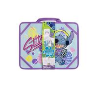 Disney Stitch - Kit de peinture - Bureau de voyage - Mallette à dessin pour enfants - Kit créatif portable avec stylos, autocollants et pochoirs - Jouet créatif pour filles et garçons - Mallette de