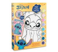 Disney Stitch Kit de peinture sur toile pour enfant avec 8 peintures aquarelles, pinceau et autocollants