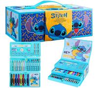 Disney Stitch Kit de Dessin Enfant, 30+ Pcs Mallette de Coloriage - Cadeau Fille