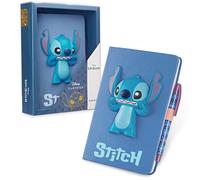 Disney Stitch Kit Papeterie Kawaii Journal Intime et Stylo Bille ou Carnet Secret Fille et Joli Stylo Fournitures Scolaires Enfant (Stitch 3D)