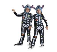Disney Lilo & Stitch - Déguisement Enfant Stitch Squelette avec Capuche - Taille S 5 à 6 Ans - Licence Officielle du Film - Costume de Jeu et Halloween