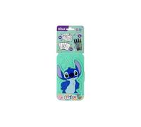 Disney Stitch | Livre de Coloriage | 20 modèles et 4 feutres | 20 coloriages Stitch, 4 feutres et 3 planches de stickers dans une boîte menthe avec poignée, pratique en voyage et à table