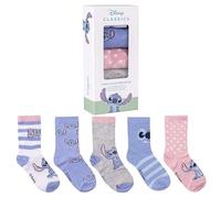 Disney Stitch Lot de 5 paires de chaussettes Lili & Stich dans un bel emballage cadeau Taille 27 - Taille 38, Mélange de couleurs 1, 35-38
