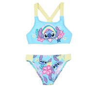 Disney Stitch Maillot de Bain Deux Pièces pour Fille, Bikini Motif Tropical pour Enfant, Taille 4 Ans | Bleu