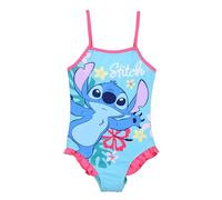 Disney Stitch Maillot de Bain Une Pièce pour Fille, Maillot Florale Natation Enfant, Taille 4 Ans | Bleu
