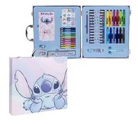 Disney Stitch Mallette Deluxe de Coloriage pour Enfants | Coffret Créatif 52 Pièces avec Feutres, Crayons de Cire, Crayons de Couleur et Plus | Kit de Dessin Portable | Cadeau pour Filles et Garçons