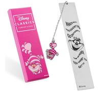 Disney Marque-pages Métalliques Femme, Citation Inspirante & Breloque (Chat Cheshire Argenté)