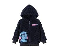 Disney Stitch Minnie La Reine des Neiges Princess Veste Polaire à Fermeture éclair Sherpa à Capuche Chaude d'hiver 2-13 Ans, Coutures : Bleu foncé, 10-11 Ans
