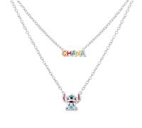 Disney Stitch Ohana Collier en laiton pour femme en émail coloré, 45 cm