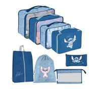 Disney Stitch Organisateur de Valise, Lot de 8 Organisateur de Vêtements, Sac de Cabine, Trousse de Toilette, Sac de Rangement de Vêtements, Rangement de Vêtements