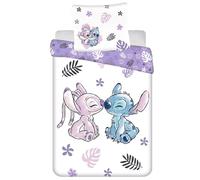 Disney Stitch Parure de lit réversible en Coton, Housse de Couette avec Fermeture éclair, 100% Coton, 140x200 cm, Oeko-TEX (Formule 2)