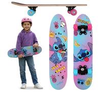 Skateboard en Bois pour Enfant 61 cm, antidérapant, léger et Stable 20-50 kg (61 cm, Stitch)
