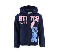 Disney Stitch Pull à Capuche Zippé pour Filles, Sweat à Capuche Zippé, Tailles 3 à 8 Ans (FR/ES, Âge, 4 Ans, Taille Normale, Bleu Marine)