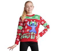 Disney Stitch Pull de Noel, Pull Fille, Sweat Enfant - Cadeau Fille et Ado (Rouge/Vert, 13-14 Ans)