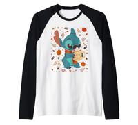 Disney Stitch Pumpkin Latte Cozy Fall Coffee Collage Manche Raglan