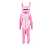 Disney Stitch Pyjama Femme, Pyjama Une Pièce à Capuche 3D Angel en Polaire Douce, Cadeau pour Femmes, Filles et Adolescents (FR/ES, Alpha/Lettres, TG, Taille Normale, Taille Normale, Rose)