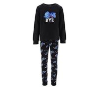 Disney Stitch Pyjama Fille, 2 Pièces T-Shirt et Pantalon Long Motif 'Bye' Pyjama en Polaire Douce pour Enfants, Tailles 4 à 10 Ans (FR/ES, Âge, 8 Ans, Taille Normale, Noir)
