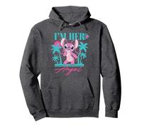 Disney Stitch Retro ’90s Couples Matching I’m Her Angel Sweat à Capuche, Unisexe pour adultes, Chiné Foncé, M