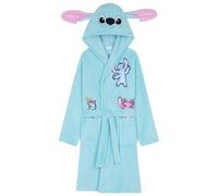 Disney Stitch Robe de Chambre Fille, Peignoir de Bain Enfant avec Capuche et Ceinture - Cadeau Ado et Fille (Bleu, 7-8 Ans)