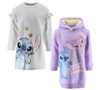 Disney Stitch - Robe en peluche d'hiver - Maxi Sweat-shirt pour fille 3-8 ans | Chaud et doux avec ou sans capuche - Personnages Stitch & Angel | 60% Coton 40% Polyester, 10178 Violet, 6 ans