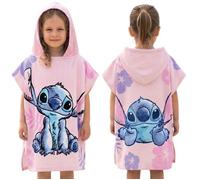 DISNEY Stitch Rose, serviette de piscine, poncho à capuche à séchage rapide pour enfants, pour la plage, 100% coton Oeko-Tex