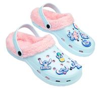 Disney Stitch Sabots Femme avec Doublure Polaire Chaussures de Jardin avec ou sans Charms Chaussons Hiver Cadeau Femme (Stitch Bleu/Rose, 37/38 EU)