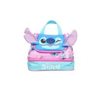Disney Stitch Sac à déjeuner pour filles - Oreilles 3D - Boîte à déjeuner isotherme rose et bleue pour enfants - Double compartiment - Sac à goûter Lilo & Stitch