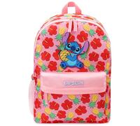 Disney Sac à Dos Enfant, Cartable Scolaire Fille Stitch (Rose/Rouge)