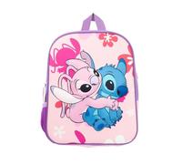 Disney Stitch - Sac à dos scolaire élémentaire rose | sac à dos avec bouclier rigide 3D maternelle - accessoire coloré pour l'école et les loisirs, Stitch&angel 412510 Rose 3D, 30