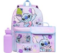Disney Stitch Sac a Dos Set 4 Pièces avec Bouteille d'eau Trousse Kawaii Sac a Lunch Cartable Fille Fournitures Scolaires